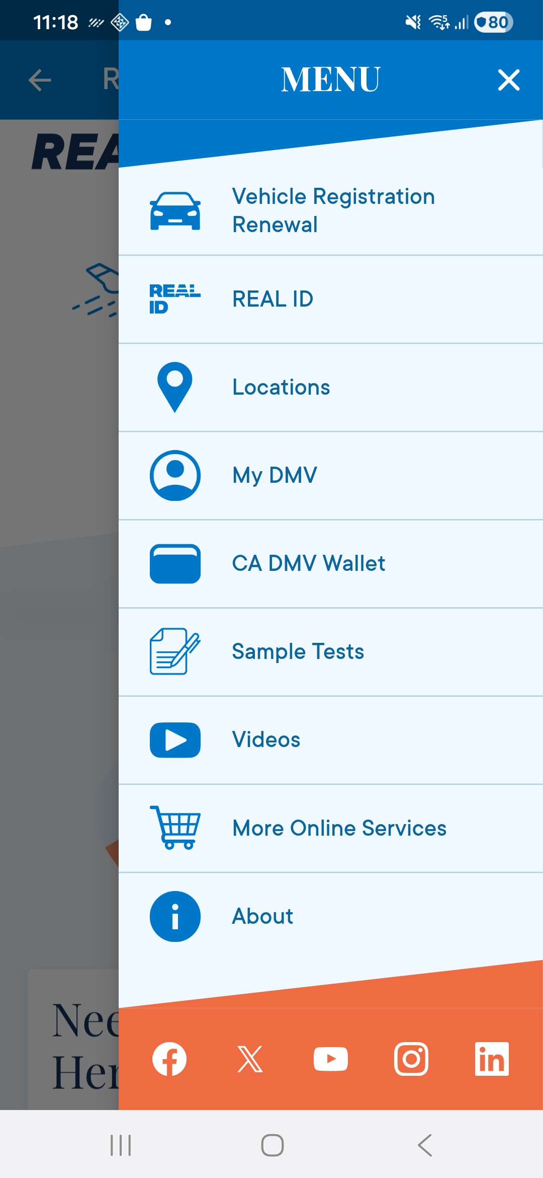 CA DMV App - Account Settings